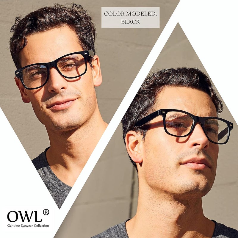 OWL Classic Vintage Sunglasses 80s Style with Clear Lens, Smoke Lens Nerdy Colorful Frames - Image 5