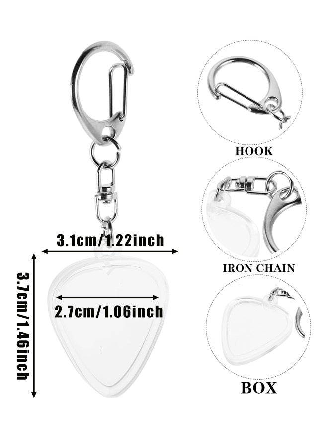 4Pcs Transparent Acrylic Guitar Pick Holder Keychain,Portable Guitar Amp Key Holder Pick Display - Image 2