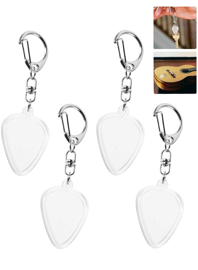 4Pcs Transparent Acrylic Guitar Pick Holder Keychain,Portable Guitar Amp Key Holder Pick Display - Image 1