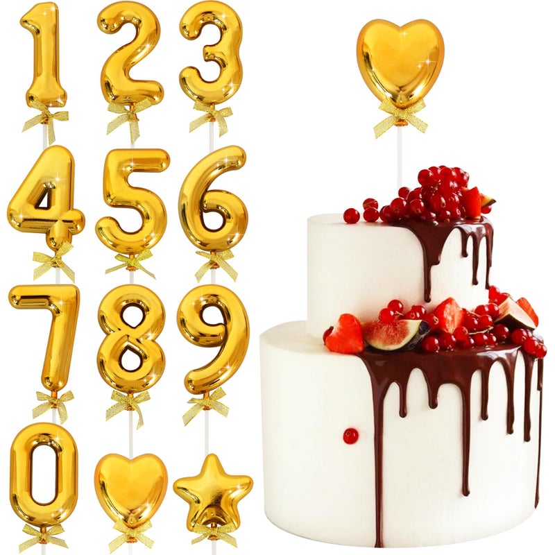 BEISHIDA 3D Cake Topper Gold Heart Happy Birthday Cake Topper 18th 21th 30th 40th Birthday Cake Toppers for Party Wedding Anniversary Decorations - Image 1