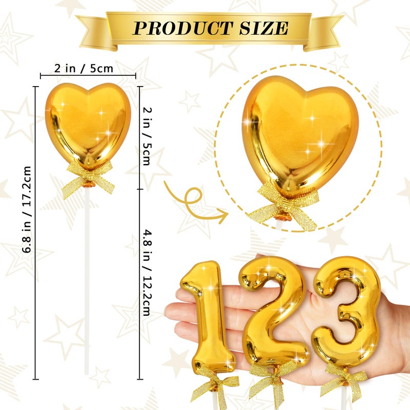 BEISHIDA 3D Cake Topper Gold Heart Happy Birthday Cake Topper 18th 21th 30th 40th Birthday Cake Toppers for Party Wedding Anniversary Decorations - Image 2