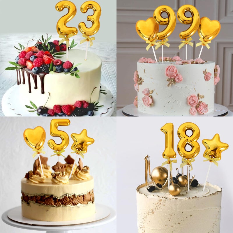 BEISHIDA 3D Cake Topper Gold Heart Happy Birthday Cake Topper 18th 21th 30th 40th Birthday Cake Toppers for Party Wedding Anniversary Decorations - Image 3