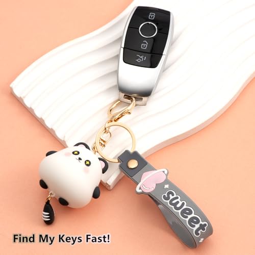 YILANFULL Kawaii Animal Keychain, Cute Panda Bag Charm with Pom Pom for Backpack Purse Keys, Girly Keychains for Girls Women Teens, Adorable Backpack Accessories（Black Panda） - Image 3