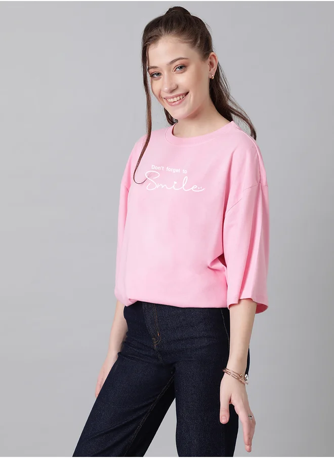 كوتي Slogan Print Short Sleeve Oversized T-Shirt