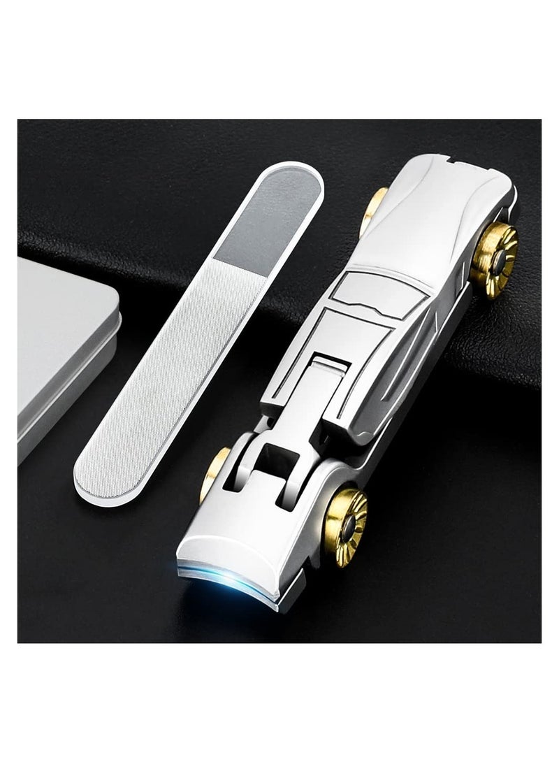 Excefore Ultra Wide Jaw Nail Clippers & Nano Nail File Toenail Clippers Sets, Effortless Stainless Steel Nail Clippers, Thick Nails Cutter for Ingrown Manicure Pedicure Men & Women (Car Shaped-Silver) - Image 1