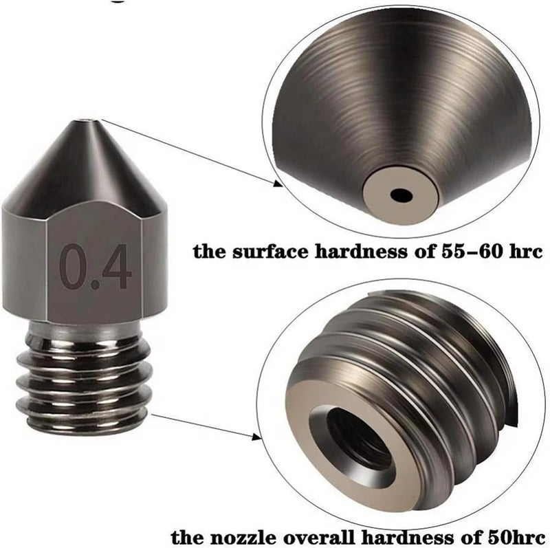 1/2/3Pcs Hardened Steel Nozzle 0.4mm 3D Printer MK8 Nozzles Tool High Temperature Wear Resistant(3pcs MK8 Nozzles,1.0mm) - Image 3