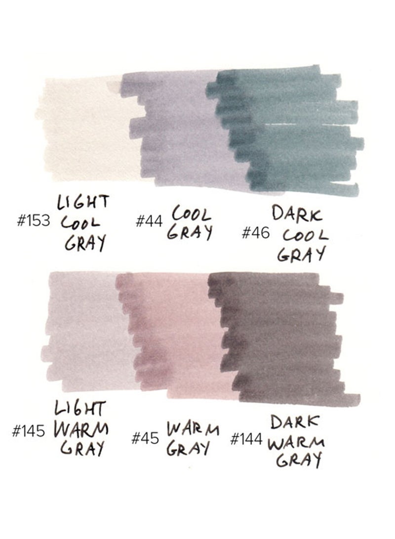 SAKURA 6-Piece Koi Colouring Brush Pen Gray Set - Image 2