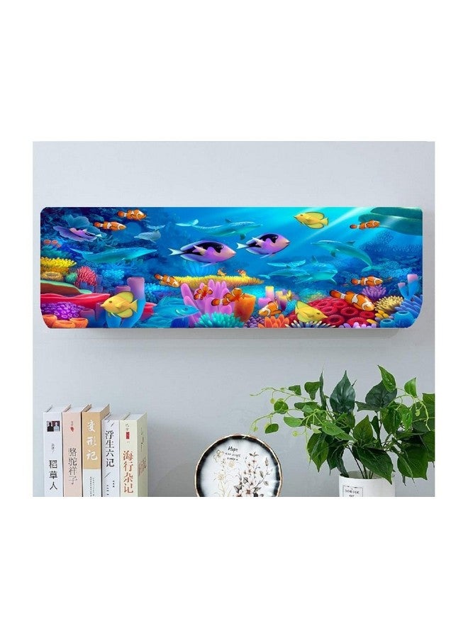 DARSHANAM WORLD Printed Air Conditioning Dust Cover Folding Designer Ac Cover for Indoor Split Ac 1.5 ton (97 x 31 x 21 .5 cm ) (CORAL), Polyester - Image 2
