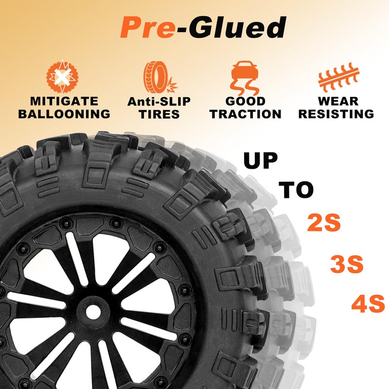 RC Station 12mm Hex RC Wheels and Tires 1/10 Scale 2.8 RC Truck Tires Wheels for Traxxas Rustler Stampede Hoss 2wd 4x4 vxl Tires Wheels Arrma Tires Wheels Redcat Volcano Tires Preglued - Image 3