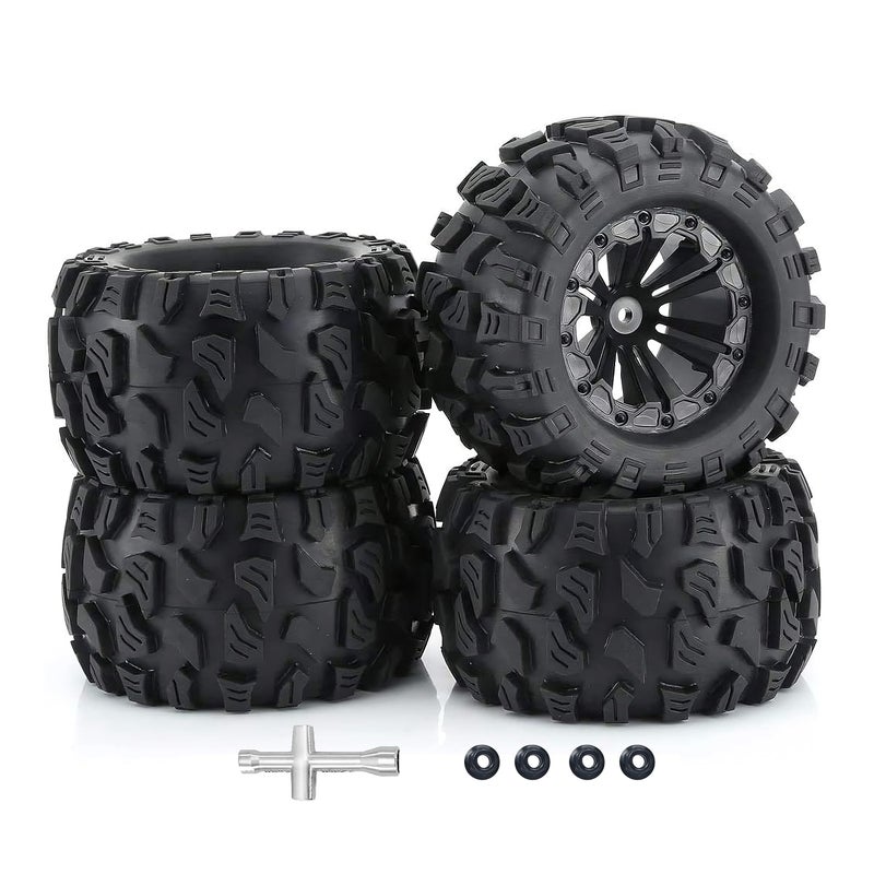 RC Station 12mm Hex RC Wheels and Tires 1/10 Scale 2.8 RC Truck Tires Wheels for Traxxas Rustler Stampede Hoss 2wd 4x4 vxl Tires Wheels Arrma Tires Wheels Redcat Volcano Tires Preglued - Image 1