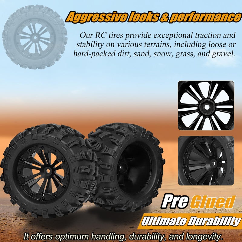 RC Station 12mm Hex RC Wheels and Tires 1/10 Scale 2.8 RC Truck Tires Wheels for Traxxas Rustler Stampede Hoss 2wd 4x4 vxl Tires Wheels Arrma Tires Wheels Redcat Volcano Tires Preglued - Image 4