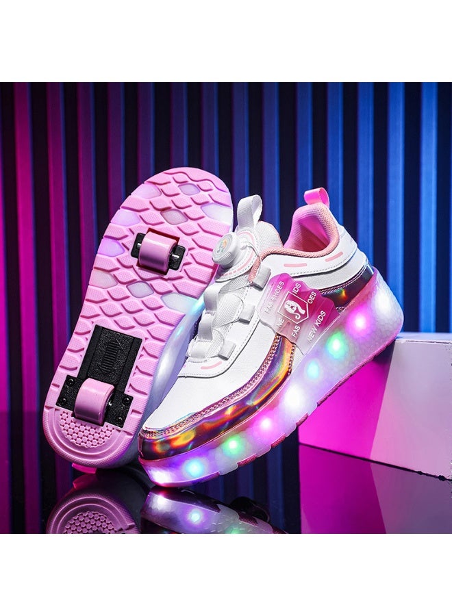 NIBEMINENT LED Flash Light Sneaker Skate Shoes with Wheels USB Charging Roller Skates Shoes