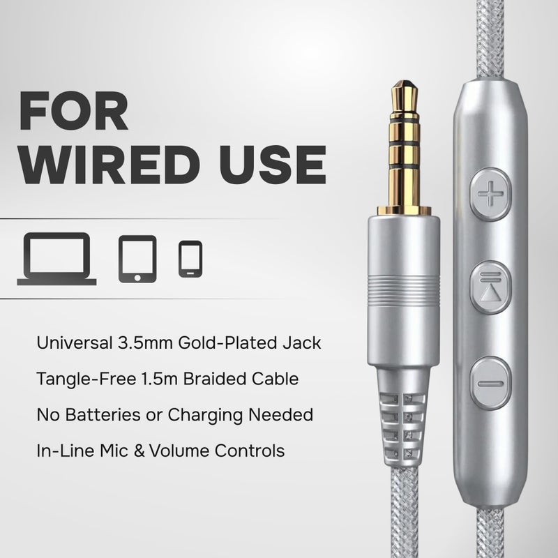 ARTIX CL750 Wired Headphones with Mic & Volume Control â€” Noise Isolating On-Ear Headphones for Computer and Laptop Wired, Plug in Corded Headphone with Wire (Foldable, Aux Jack 3.5mm) - Image 3