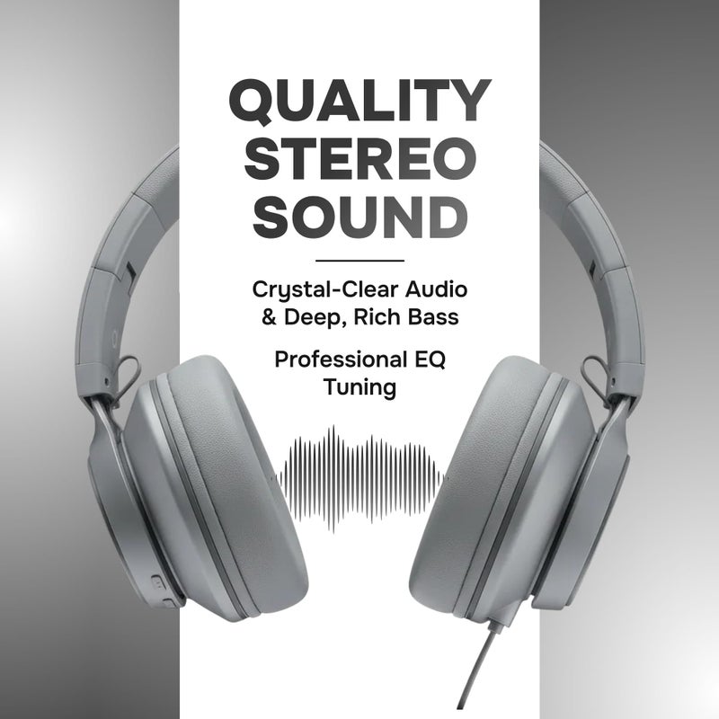 ARTIX CL750 Wired Headphones with Mic & Volume Control â€” Noise Isolating On-Ear Headphones for Computer and Laptop Wired, Plug in Corded Headphone with Wire (Foldable, Aux Jack 3.5mm) - Image 2