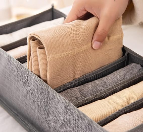 Topinon Set of 3 Clothing Storage Boxes Stackable and Washable Multifunction Closet Drawer Organizer Boxes Fabric Storage Basket with 679 Compartments for Sweaters Jeans Trousers - Image 3