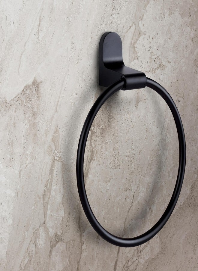 Canarm LYLA MBK Towel Ring - Chic Matte Black Aluminum, 6.75" W x 8" H, Designer Wall-Mounted Towel Holder for Modern Bathrooms - Image 4