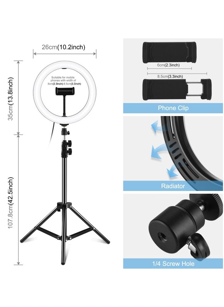 PULUZ - Puluz 10inch Led Ring Vlogging Photography Video Light Kits Live Broadcast USB 3 MODES DIMMABLE WITH 1.1M TRIPOD MOUNT PKT3035 - Image 1