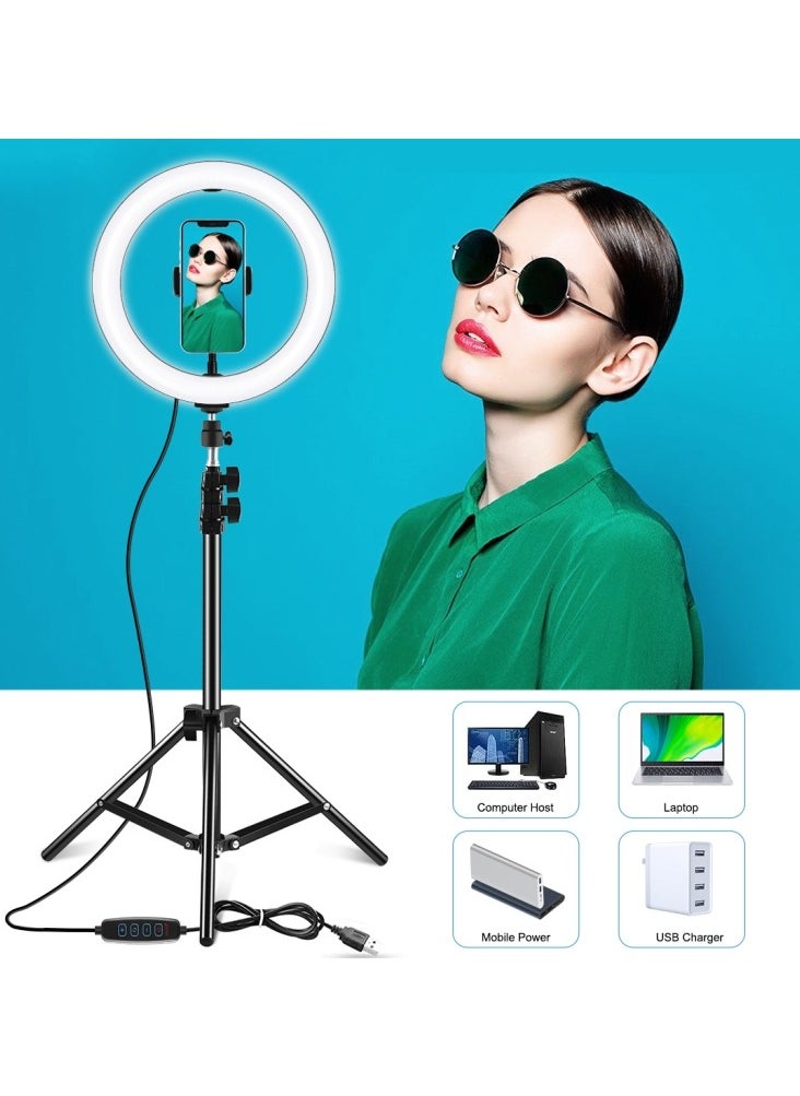 PULUZ - Puluz 10inch Led Ring Vlogging Photography Video Light Kits Live Broadcast USB 3 MODES DIMMABLE WITH 1.1M TRIPOD MOUNT PKT3035 - Image 1