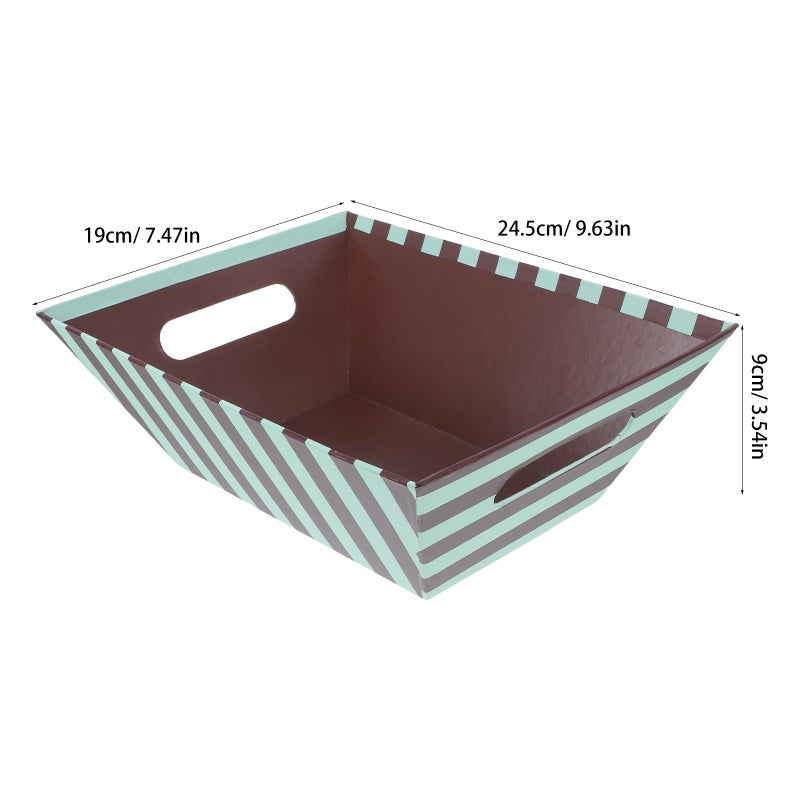 2pcs Paper Snack Trays: Heavy-Duty Striped Food Baskets With Handle Greaseproof Serving Boats - for Bread Candy Treats Snacks Appetizers Party Events Picnics - Image 3
