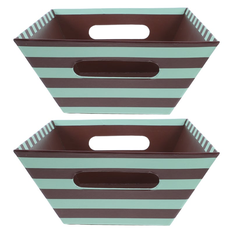 2pcs Paper Snack Trays: Heavy-Duty Striped Food Baskets With Handle Greaseproof Serving Boats - for Bread Candy Treats Snacks Appetizers Party Events Picnics - Image 5