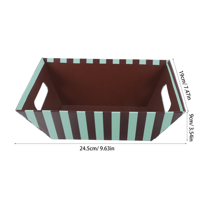 2pcs Paper Snack Trays: Heavy-Duty Striped Food Baskets With Handle Greaseproof Serving Boats - for Bread Candy Treats Snacks Appetizers Party Events Picnics - Image 4