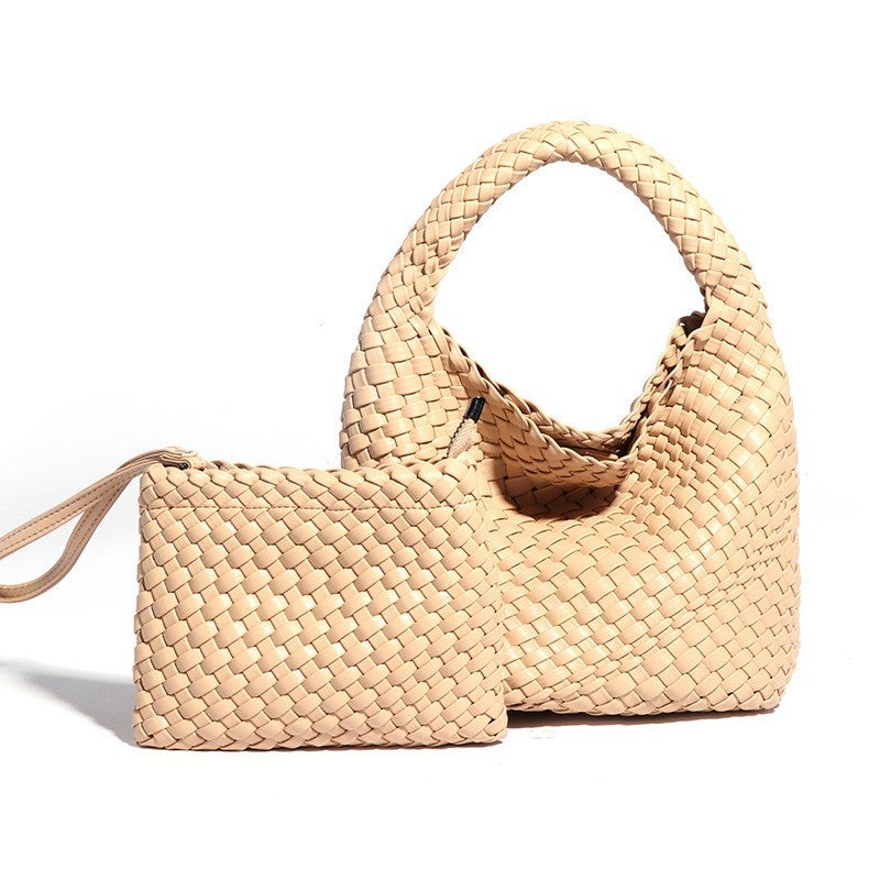 High-End Hand-Woven Bucket Bag – Large Capacity Tote for Daily Use - Image 1