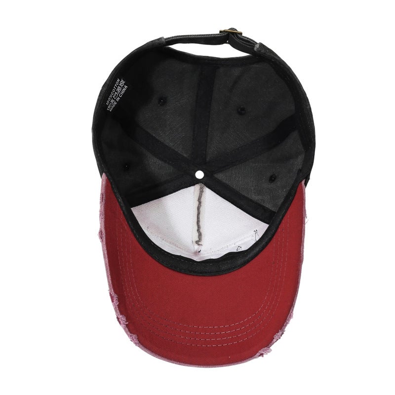 Korean Embroidery ROCK Cap, Washed Cotton Baseball Cap, Retro Hip Hop Hat - Image 4
