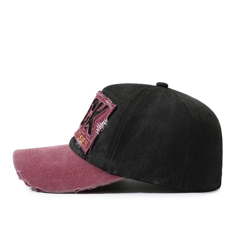 Korean Embroidery ROCK Cap, Washed Cotton Baseball Cap, Retro Hip Hop Hat - Image 2