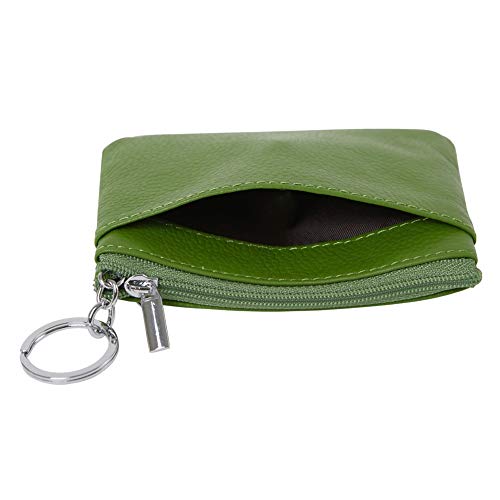 Cynure Women's Genuine Leather Coin Purse Mini Pouch Change Wallet with Keychain,green - Image 3