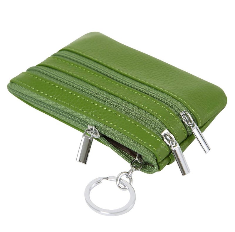 Cynure Women's Genuine Leather Coin Purse Mini Pouch Change Wallet with Keychain,green - Image 5