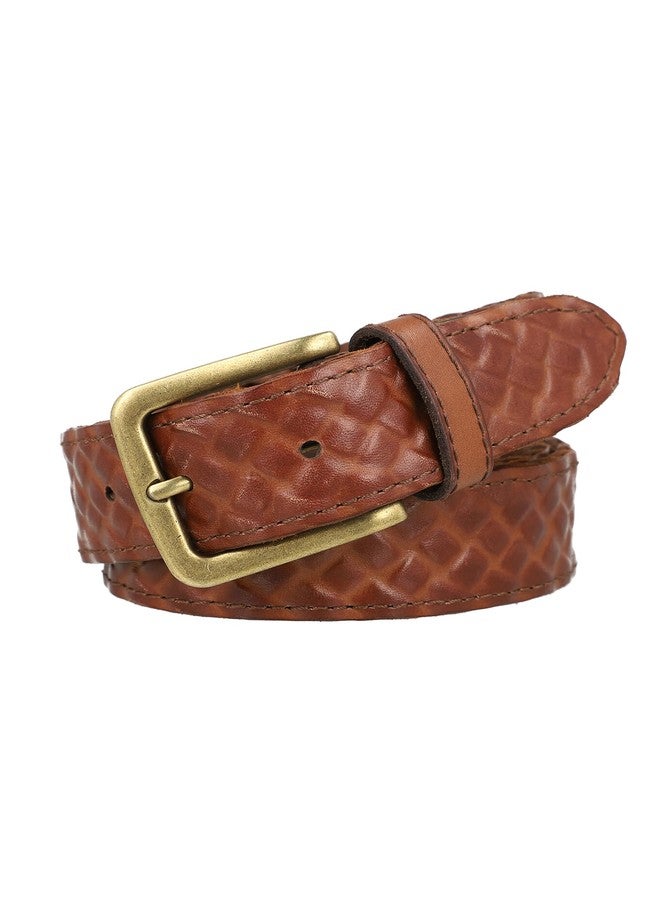 Frye Men's Leather Woven Belt, Brown, 38