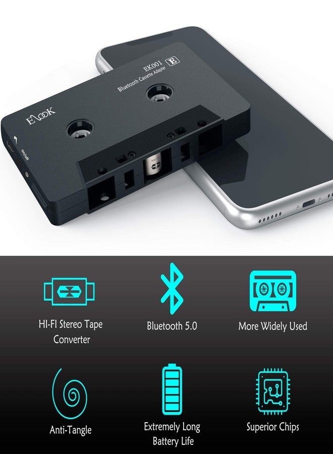 Elook Car Audio Receiver, Bluetooth Cassette Receiver Tape Aux Adapter Player with Bluetooth 5.0 - Image 2