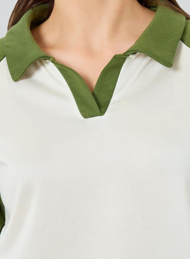 Styli Color Block Raglan Sleeve Polo T-Shirt - Image 4