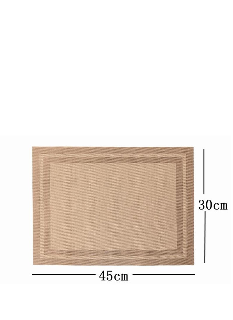 Golden 4Pcs Placemats for Dining Table Easy to Clean Plastic Washable Placemat for Kitchen Table Indoor Outdoor Table Mats Heat-resistand Washable Woven Vinyl Table Mats (Brown)  - Image 2