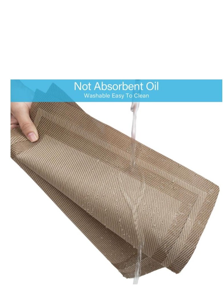 Golden 4Pcs Placemats for Dining Table Easy to Clean Plastic Washable Placemat for Kitchen Table Indoor Outdoor Table Mats Heat-resistand Washable Woven Vinyl Table Mats (Brown)  - Image 5
