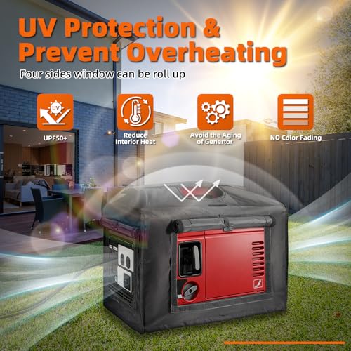 Joramoy Generator Cover While Running,Opened Double-layer 600D Portable Generator Tent for Outside Honda EU2000i EU2200IC,Waterproof,Heavy Duty - Image 3