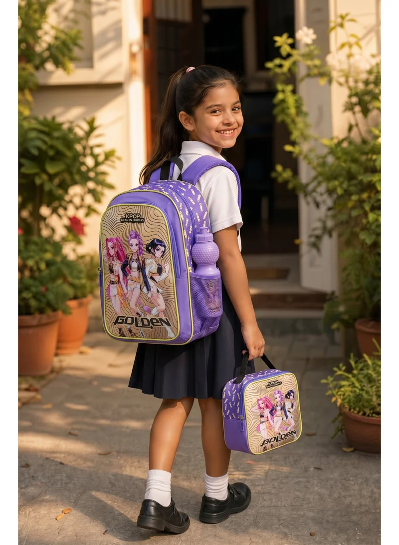 Netflix Netflix K-Pop Demon Hunters 5-in-1 Kids Backpack School Set 18" | School Backpack, Lunch Bag, Lunch Box, Water Bottle & Pencil Case | Water Resistant | Girls School Bag
