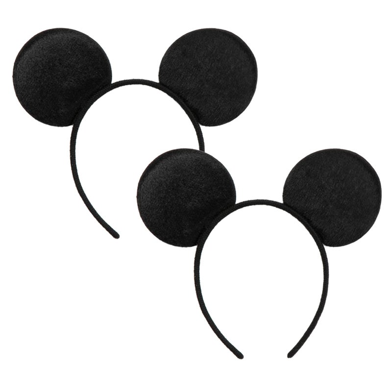 CHuangQi Mouse Ears Headband (Set of 2), Solid Black Ears for Boy & Girl Birthday Party, Party Favors - Image 1