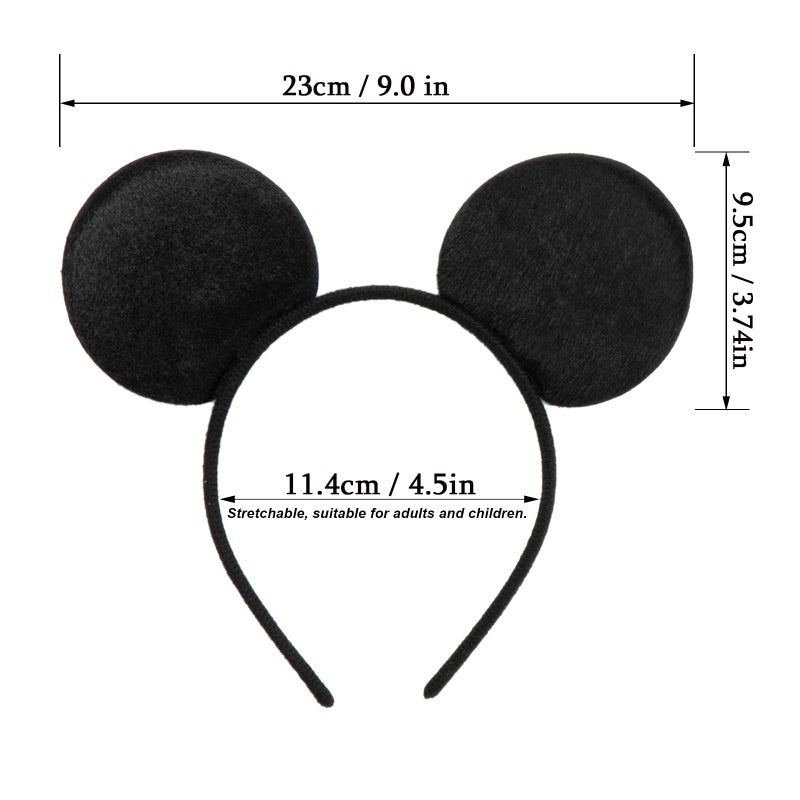 CHuangQi Mouse Ears Headband (Set of 2), Solid Black Ears for Boy & Girl Birthday Party, Party Favors - Image 2