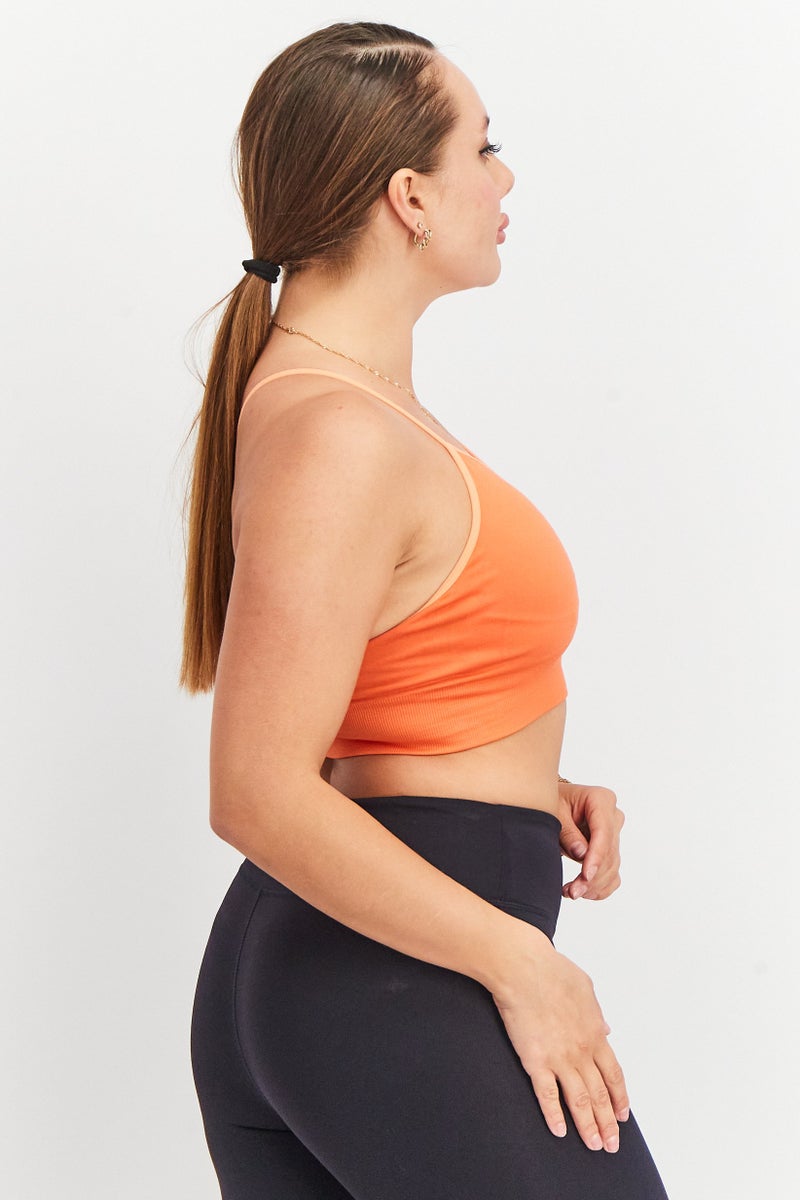 Tchibo Women U Neck Sleeveless Bustier Crop Top, Orange  - Image 3