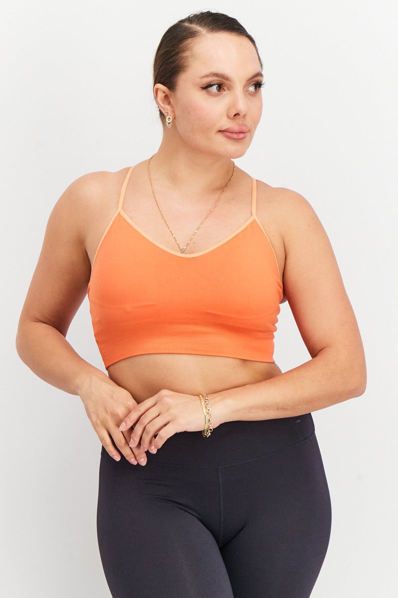 Tchibo Women U Neck Sleeveless Bustier Crop Top, Orange  - Image 1