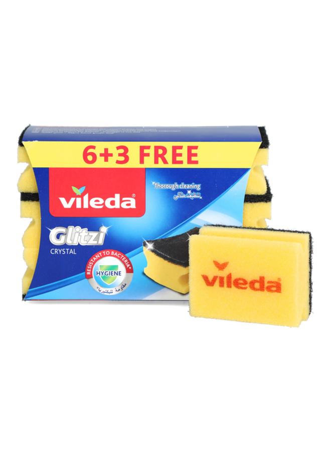 Vileda 9-Piece Glitzi Cleaning Sponge Black and Yellow - Image 1