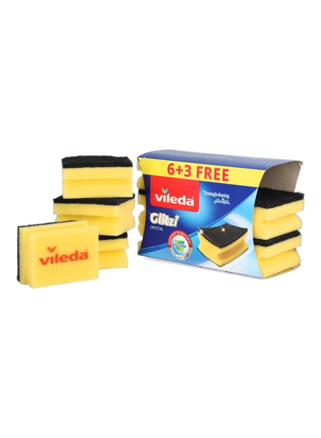Vileda 9-Piece Glitzi Cleaning Sponge Black and Yellow - Image 2