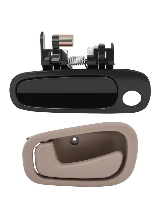 LUJUNTEC Exterior Interior Door Handles,Front Door Handles Driver Left Side,Replacement for 1998-2003 for Toyota for Corolla,2pcs Balck/Beige Handles Replace - Image 1