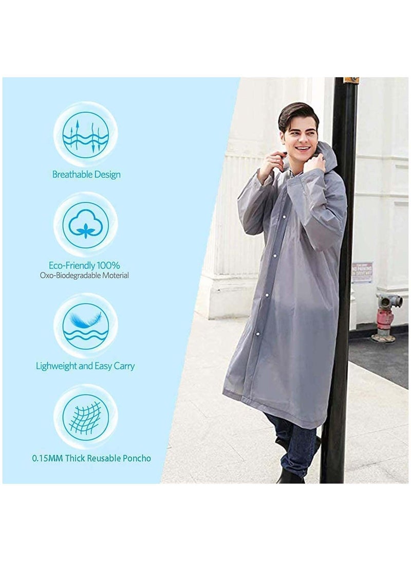 Generic Raincoat Rain Ponchos for Adults Women Men - 1 Pack Reusable EVA Clear Portable Rain Coats Lightweight Jackets with Hood, Rain Ponchos Adults Packable Poncho Adult Clear Hood  - Image 3