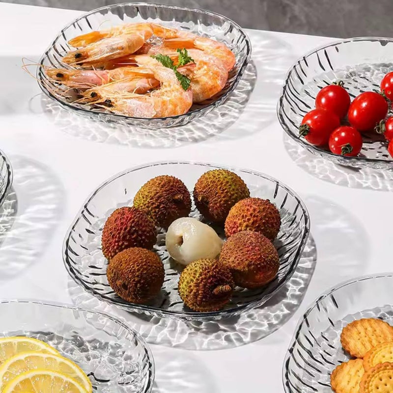 Generic Clear Glass-Style Dinnerware Set with Stand, Multi-Purpose Serving Plates for Snacks, Microwave Safe, 6 Pieces, .nin - Image 5