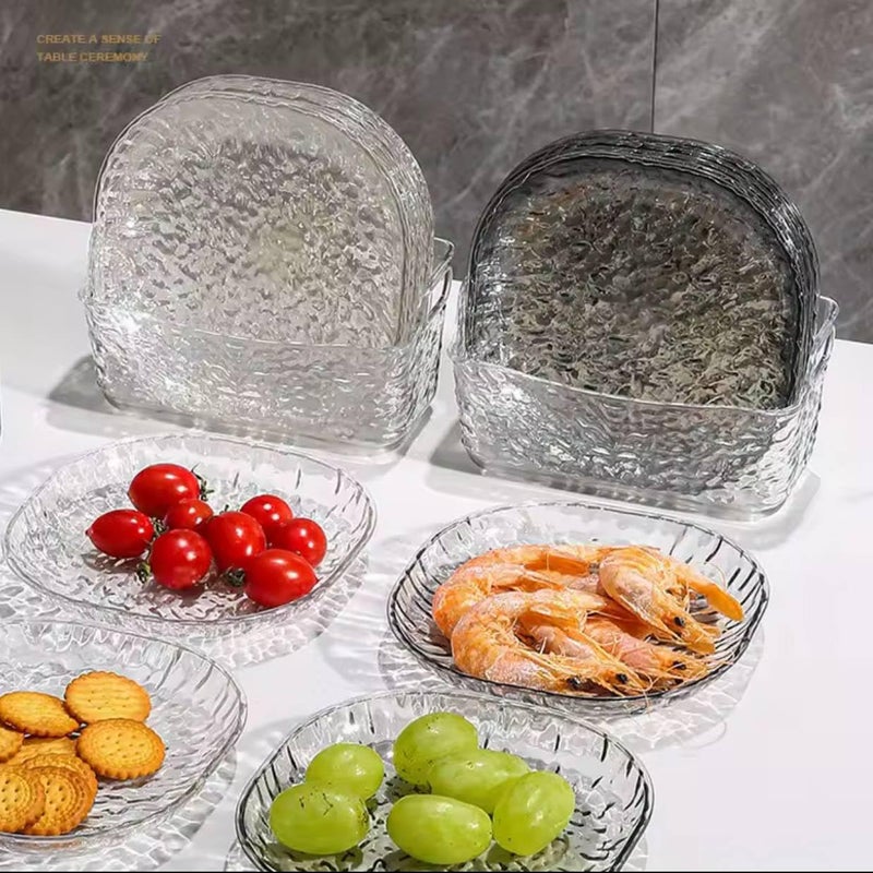 Generic Clear Glass-Style Dinnerware Set with Stand, Multi-Purpose Serving Plates for Snacks, Microwave Safe, 6 Pieces, .nin - Image 3