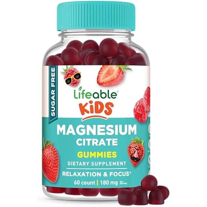 Lifeable Magnesium Citrate Gummies Sugar Free for Kids | Great Tasting Vegan Non-GMO Magnesium Citrate Supplement Gummies | Kids Magnesium Gummies for Muscle and Nerve Function | 60 Count - Image 1