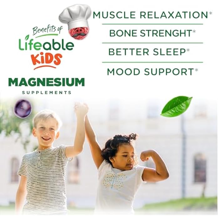 Lifeable Magnesium Citrate Gummies Sugar Free for Kids | Great Tasting Vegan Non-GMO Magnesium Citrate Supplement Gummies | Kids Magnesium Gummies for Muscle and Nerve Function | 60 Count - Image 3