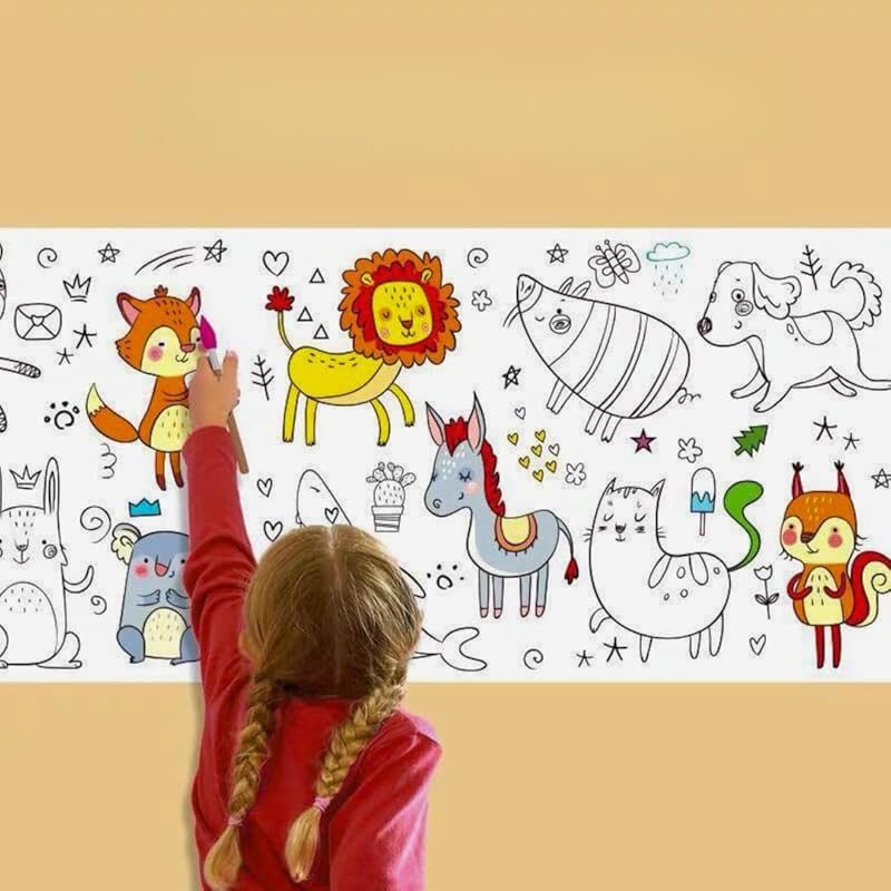 Protect Your Wall With Children's Drawing Paper Roll, Coloring for Kids, 30 x 300cm Large Coloring Poster for Toddlers, DIY Painting Ideal Gift for Class Home Birthday Party